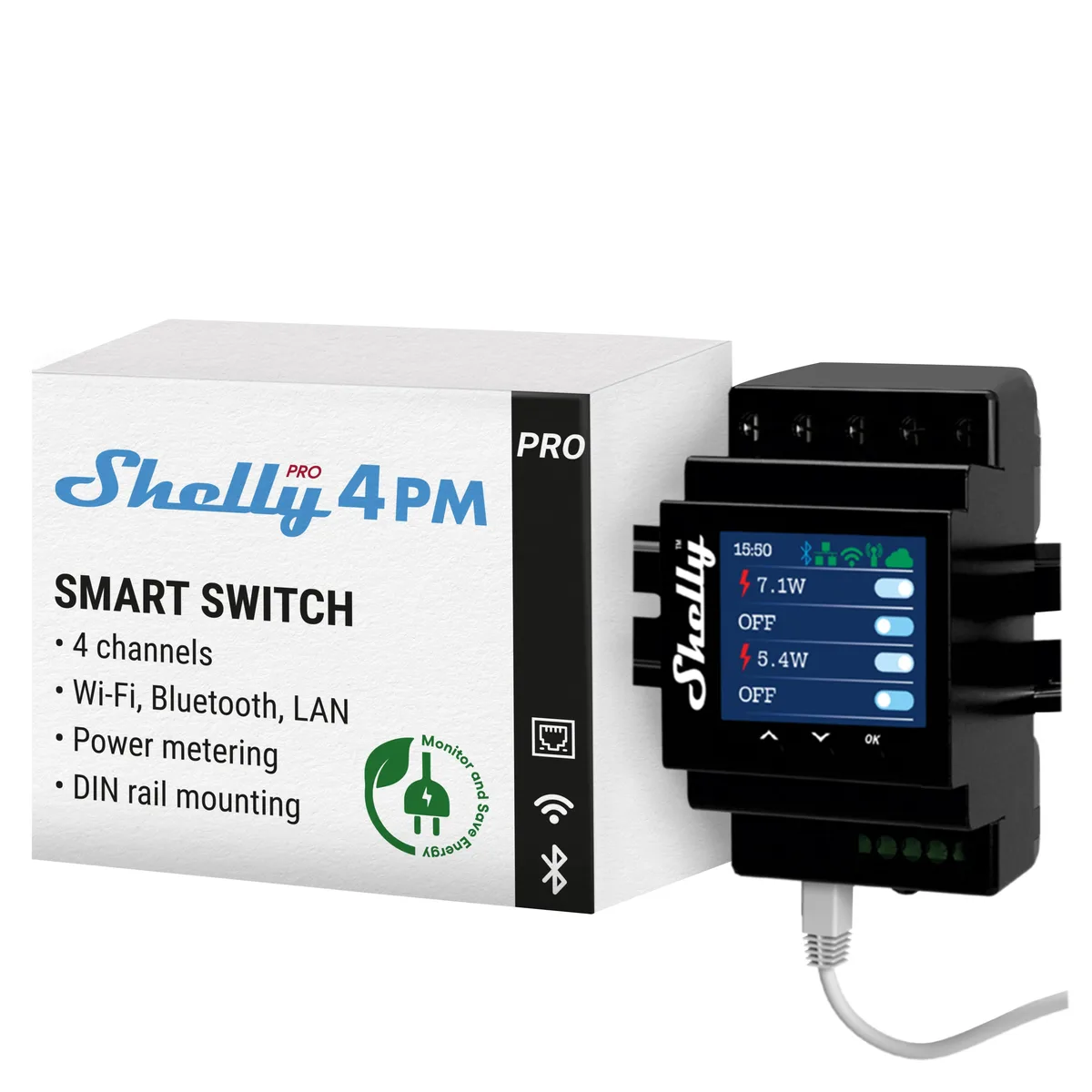 Shelly Shelly Pro 4PM 4-Channel Smart Relay 16A 40A — product photo