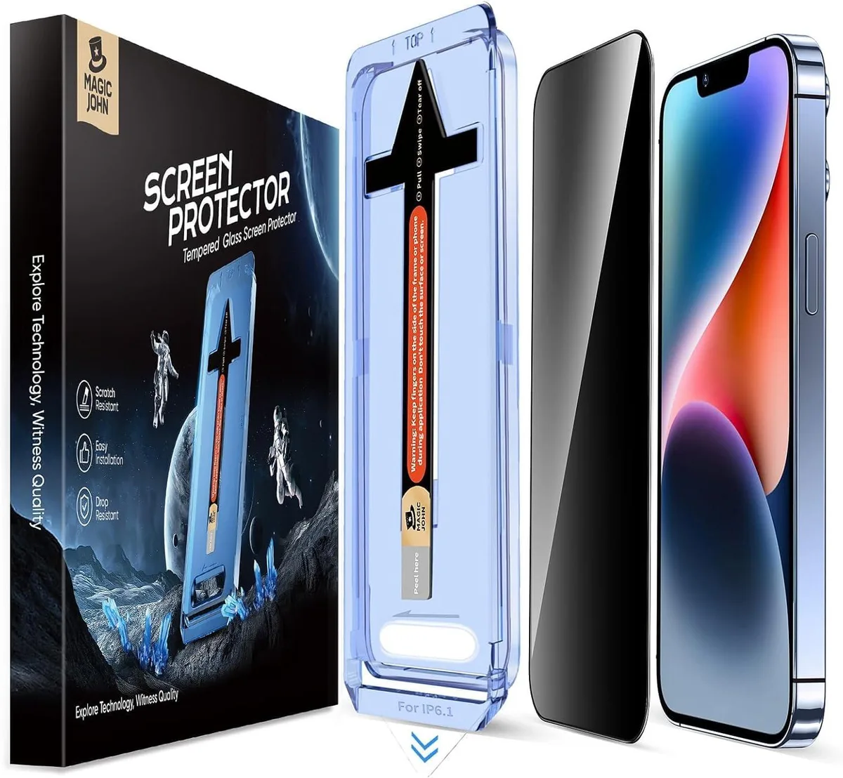 NuoTo NuoTo 2-Pack Privacy Glass Screen Protector iPhone 13/13 Pro/14/16e 6.1 inch 28° Auto Dust-Elimination — product photo