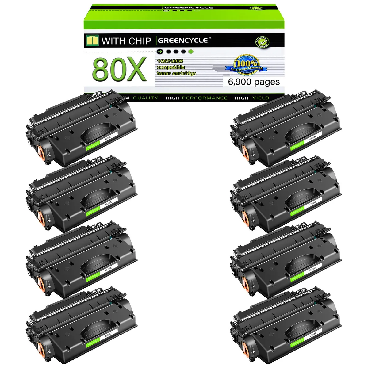 GREENCYCLE GREENCYCLE CF280X Compatible Toner Cartridge 8-Pack Black 6900 Pages — product photo