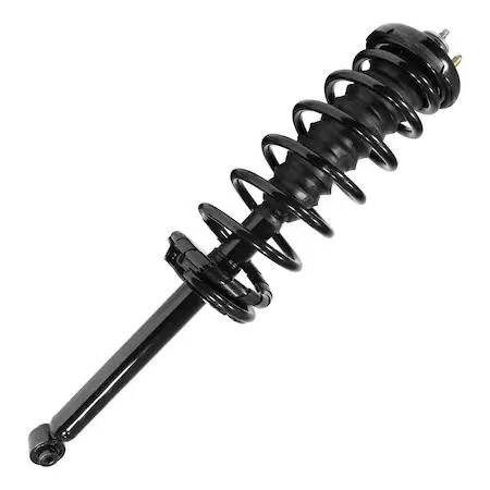 Unity 15280 rear complete strut assembly, silver metal coil spring and silver metal strut body with black top mount and hardware
