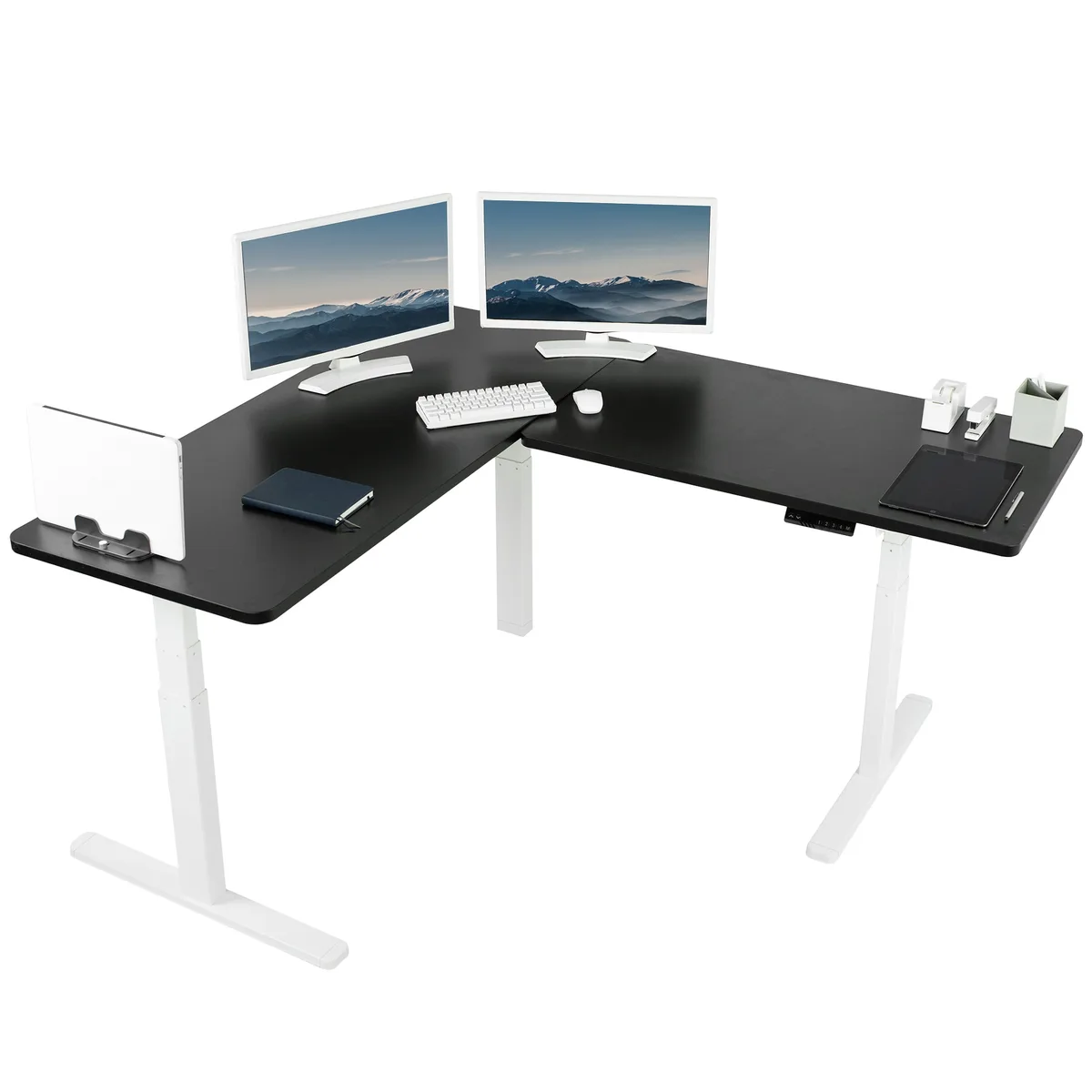 VIVO VIVO Electric L-Shape Corner Desk 67" x 60" Black/White — product photo