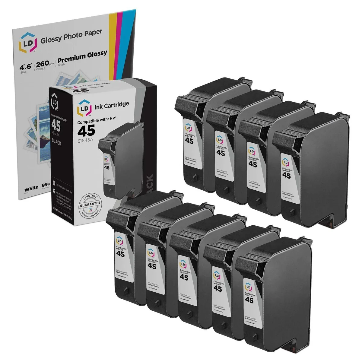 LD Products LD Products HP 45 51645A Replacement Ink Cartridges Black 9-Pack — product photo
