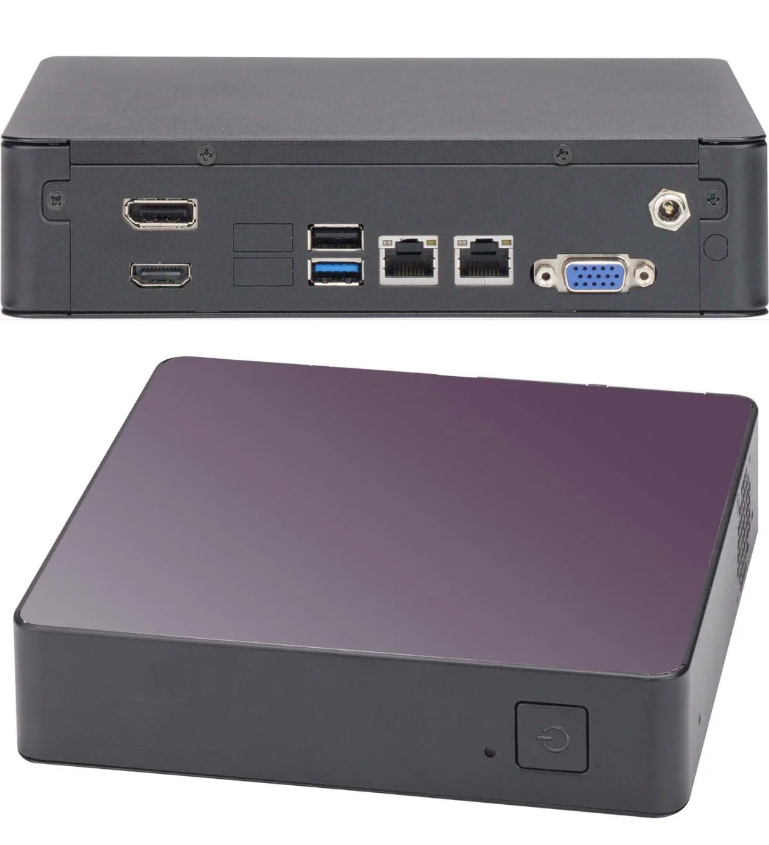Black 1U Mini-ITX server chassis with single 4 cm fan