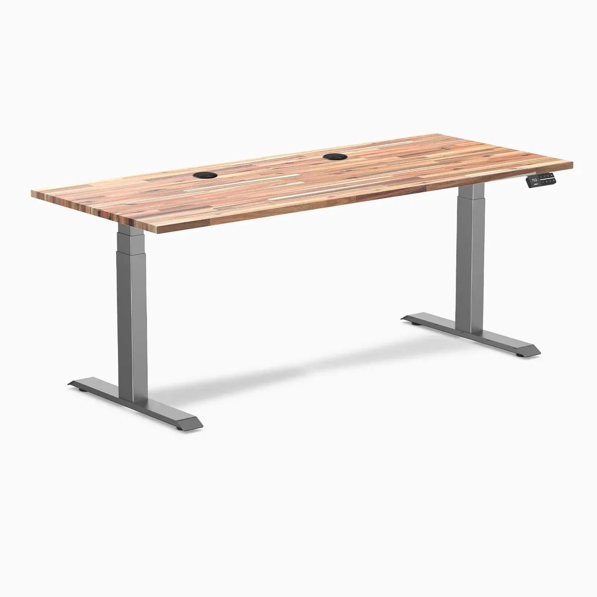 Desky Desky Dual Softwood Sit Stand Desk Acacia 72 x 30 inches Space Grey office furniture — product photo