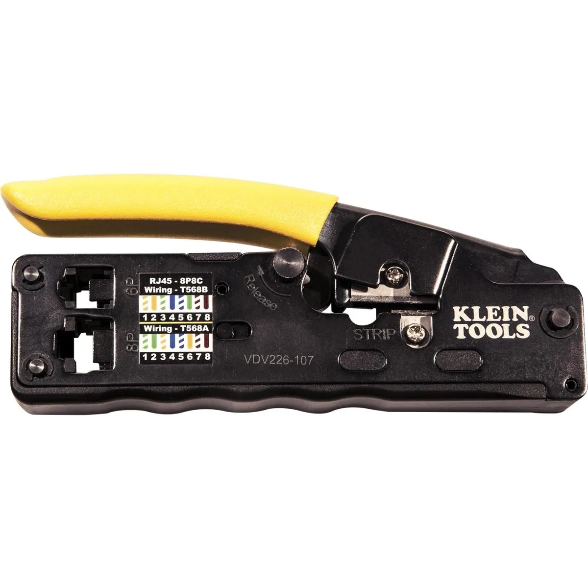Klein Tools Klein Tools VDV226-107 5 1/4 in Ratchet Crimper CAT3 CAT5e CAT6 electrician tool — product photo