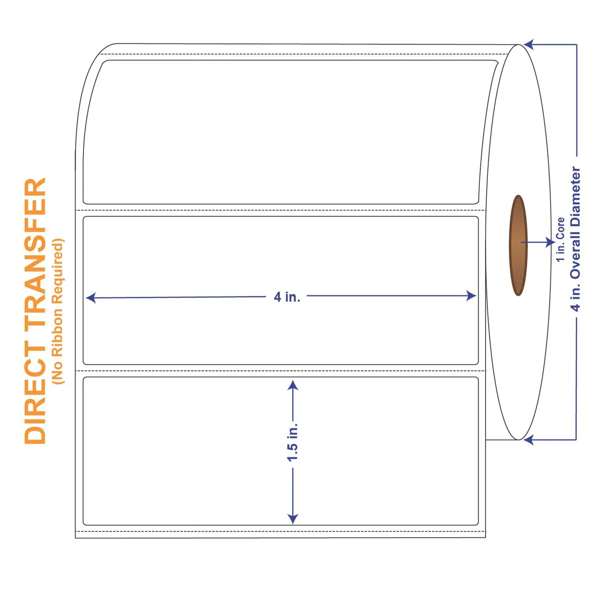 White direct thermal label rolls in a carton