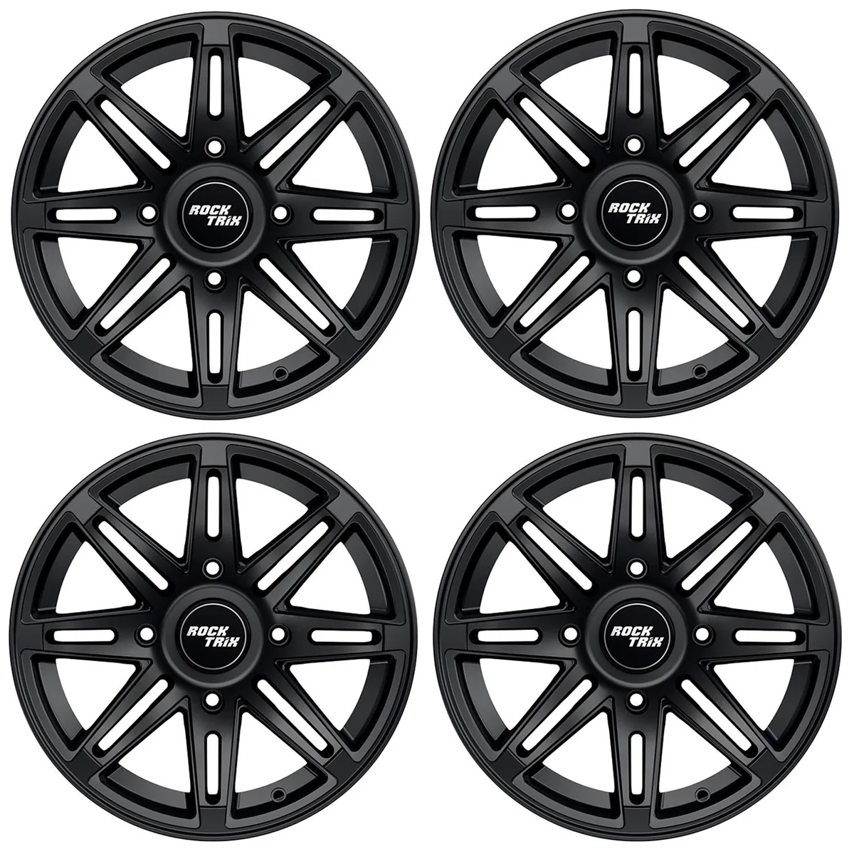 RockTrix RockTrix RT103 14x7 Matte Black 4x137 5+2 Offset 110mm Bore 800 lbs (Set of 4) — product photo