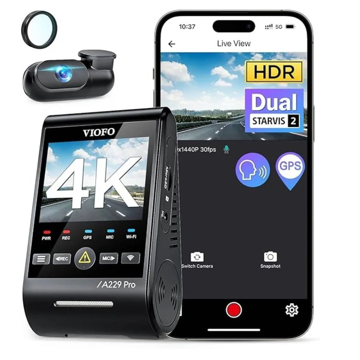 VIOFO VIOFO A229 Pro 4K HDR Dash Cam 2 in 1 accessory — product photo