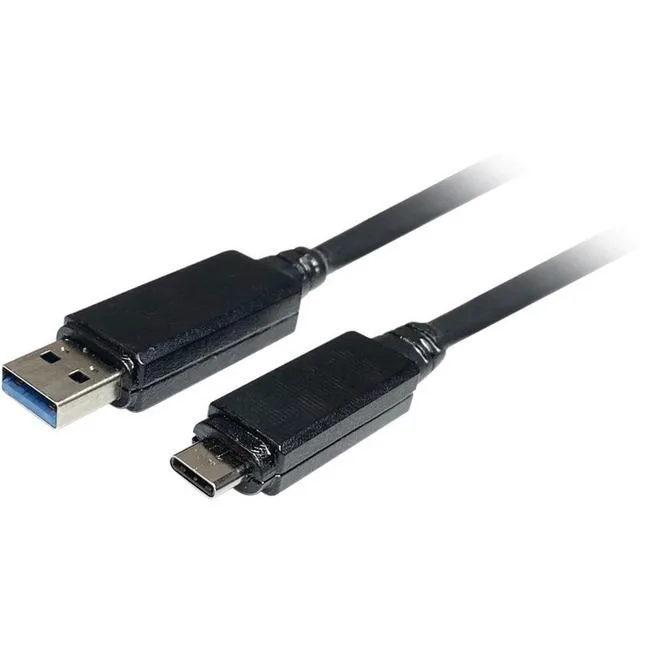 25ft USB-A to USB-C active optical plenum cable, black jacket, straight connectors
