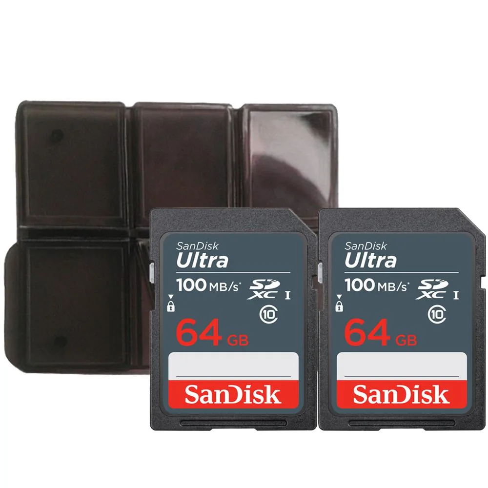 SanDisk SanDisk 64GB Ultra SDXC UHS-I Memory Card 2-pack with Holder — product photo