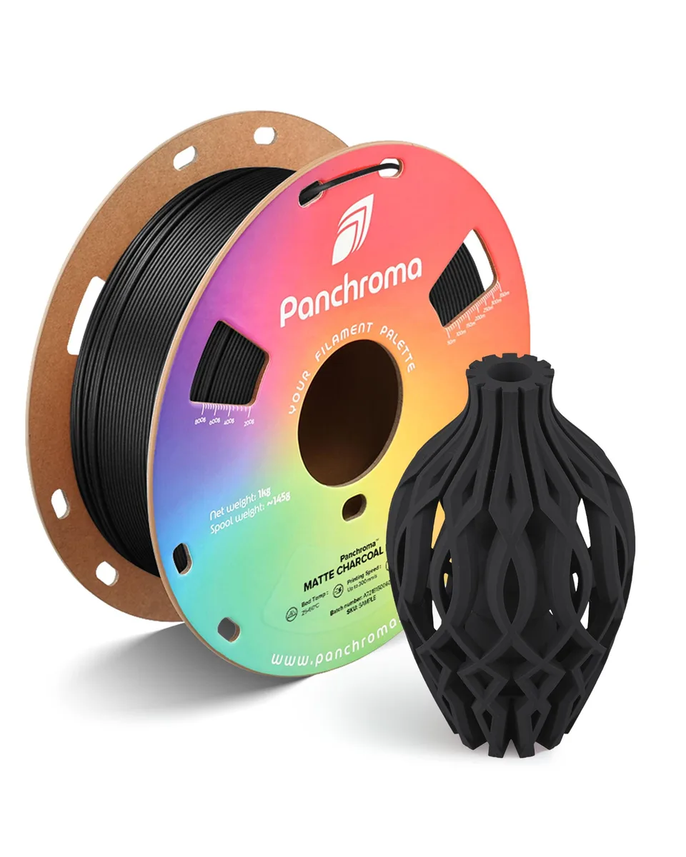 Spool of matte charcoal black PLA filament 1.75mm 1kg