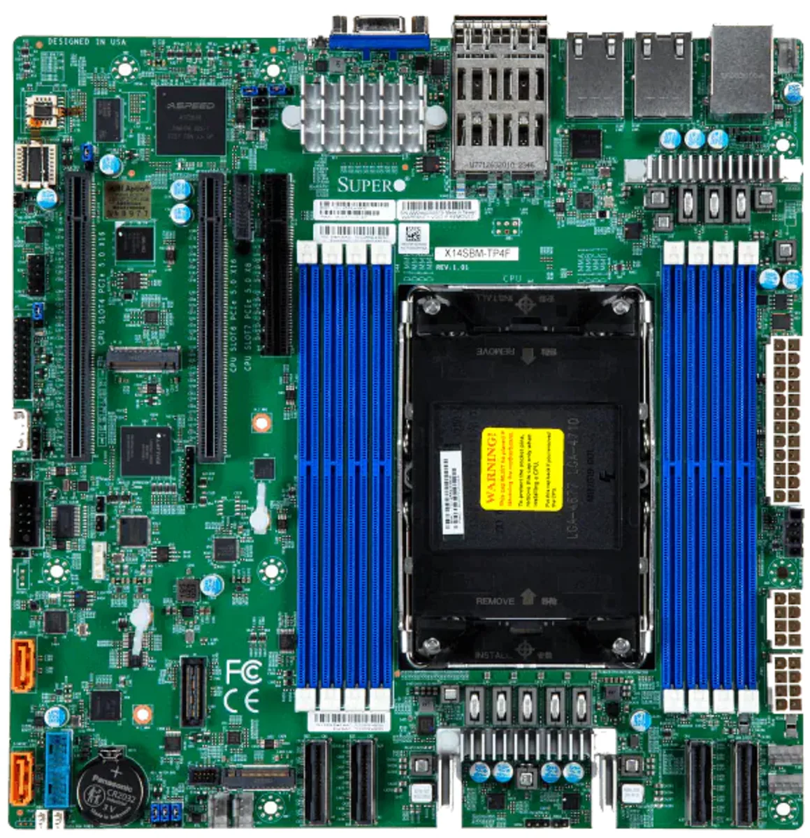 Supermicro Supermicro MBD-X14SBM-TP4F-O server motherboard, LGA 4710, DDR5 6400, 144 cores — product photo