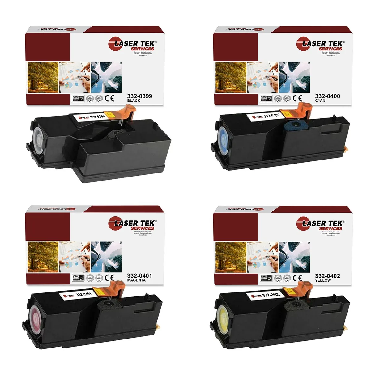 Laser Tek Services Laser Tek Services C1660 4PK toner cartridge 332-0339 332-0400 332-0401 332-0402 — product photo