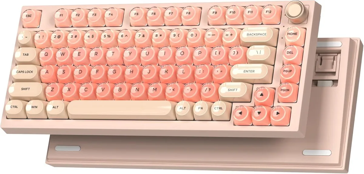 usbroway usbroway WK75 75% Wireless Gaming Keyboard Knob Pink 81 Keys 4000mAh Bluetooth 5.0 2.4GHz — product photo