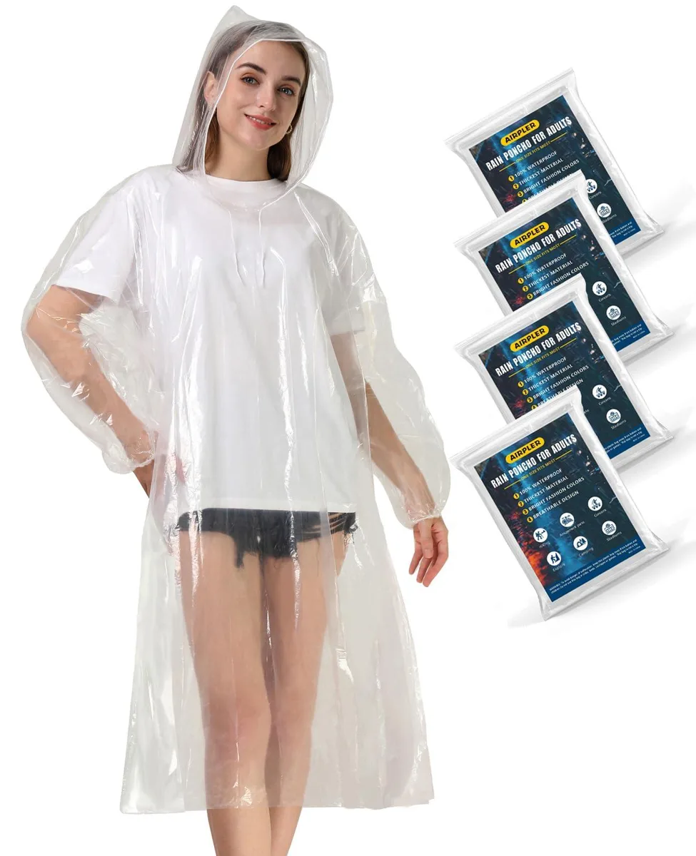 Airpler Airpler0906 4-pack clear rain ponchos men's outerwear — product photo