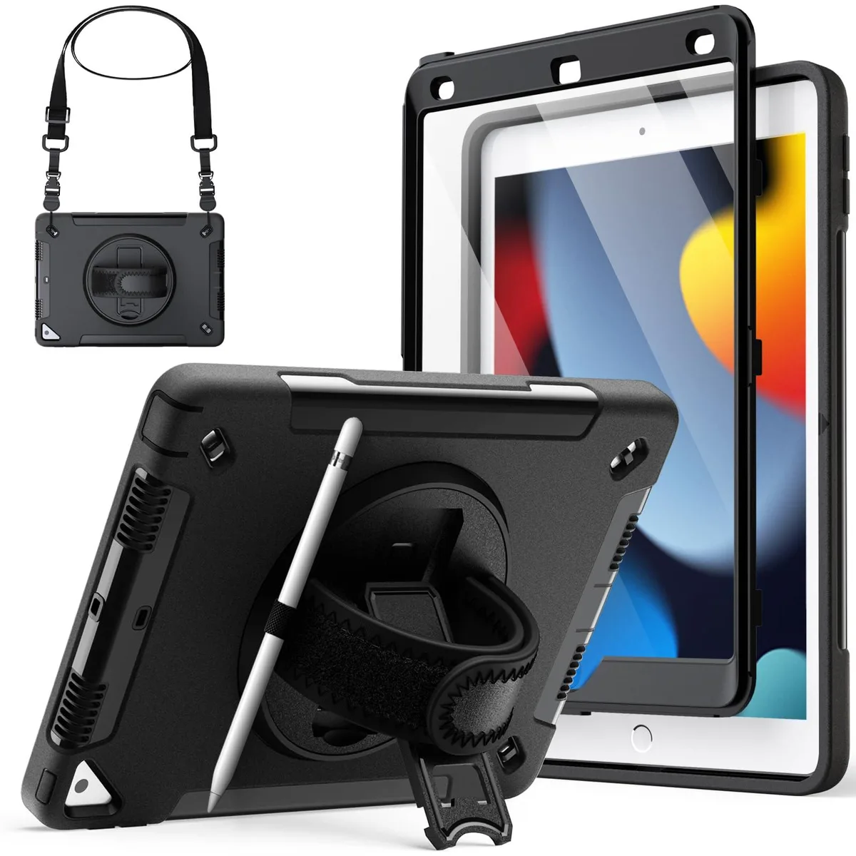 Speck 5010- iPad 10.2-Inch Case with Screen Protector, 360° Stand, Black — product photo
