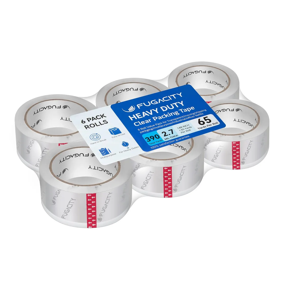  FugaCity PT6 Packing Tape 6 Rolls 1.88 in 65 Yards 2.7 Mil — product photo