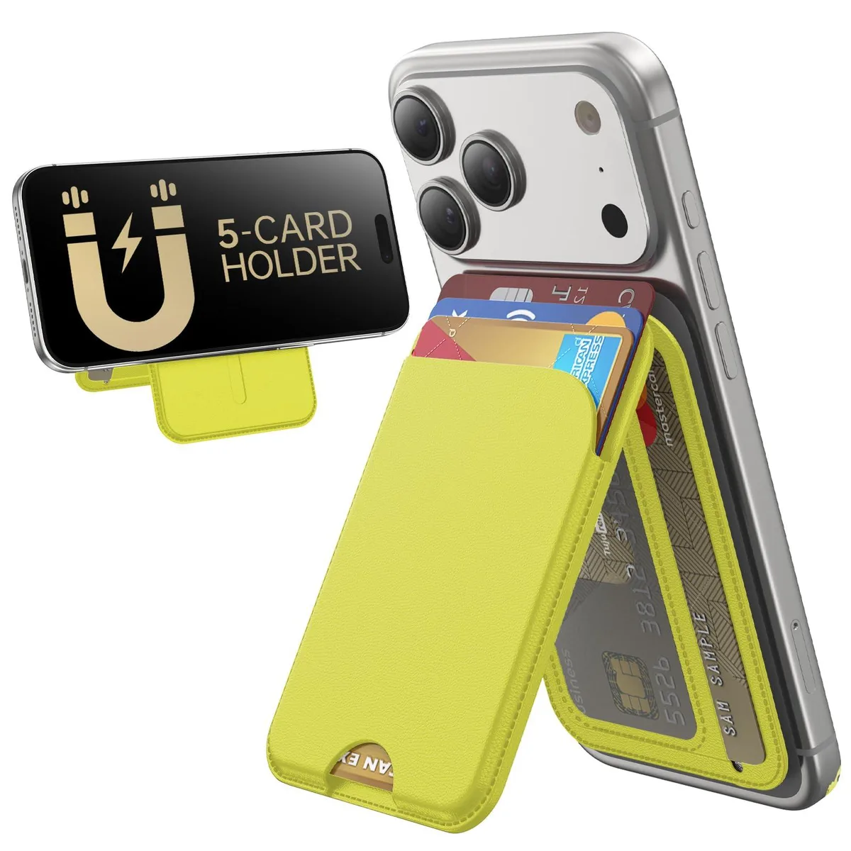 Viator Gear Standwallet MagSafe Wallet 5 Card Fluorescent Yellow — product photo