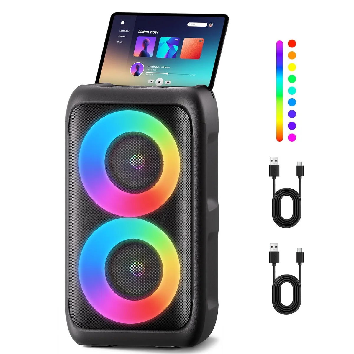 PWBSLAI T-08 Portable Speaker 12" 80W Bluetooth 5.3 3600mAh Black — product photo