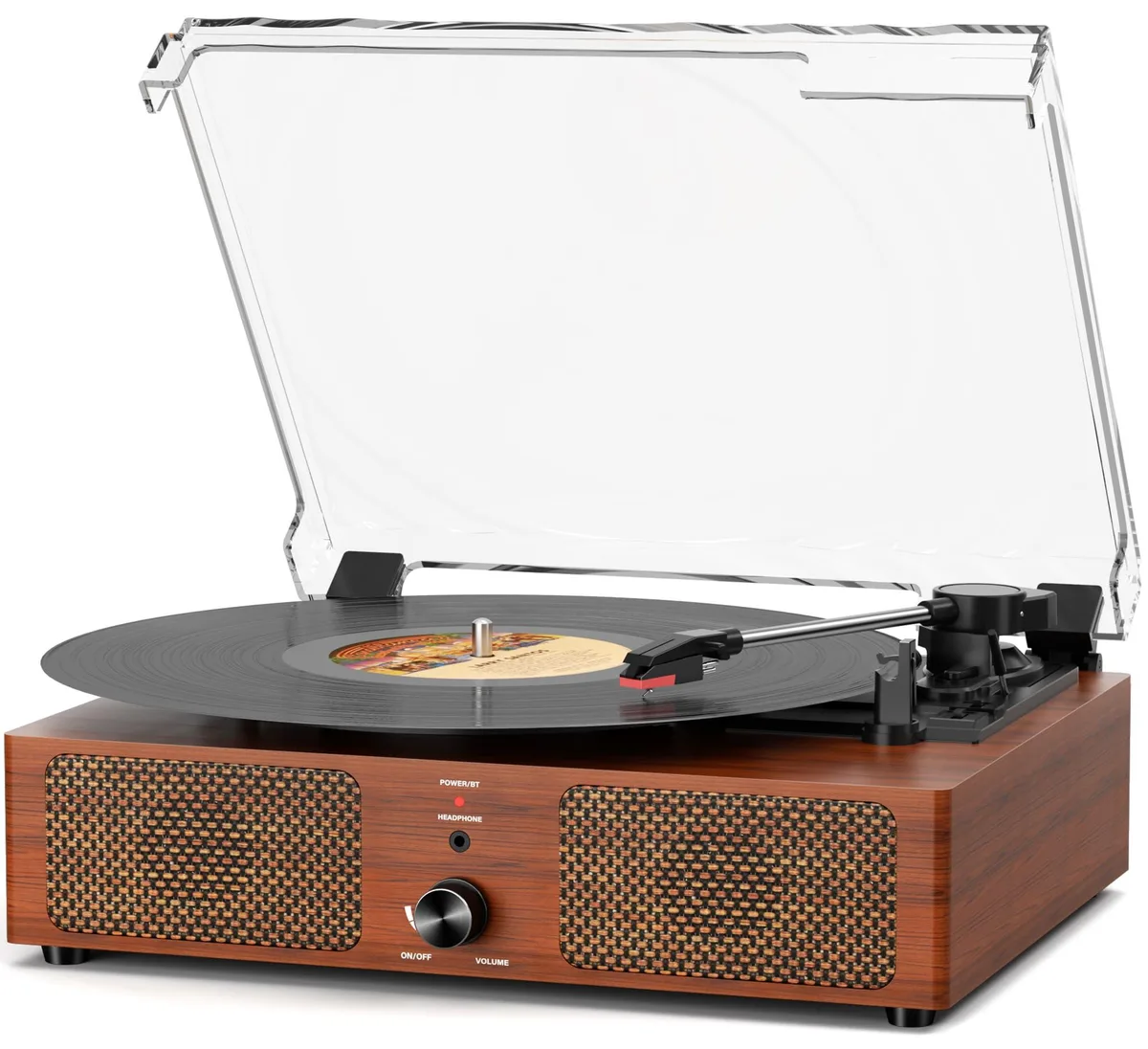  Mersoco Vintage Vinyl Record Player Wooden B500Orange Turntable Orange — product photo