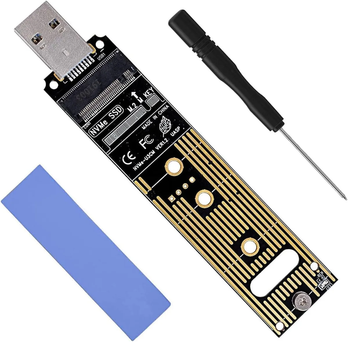 BONAEVER BONAEVER NVMe to USB Adapter M.2 PCIe M Key 10 Gbps Black Yellow — product photo