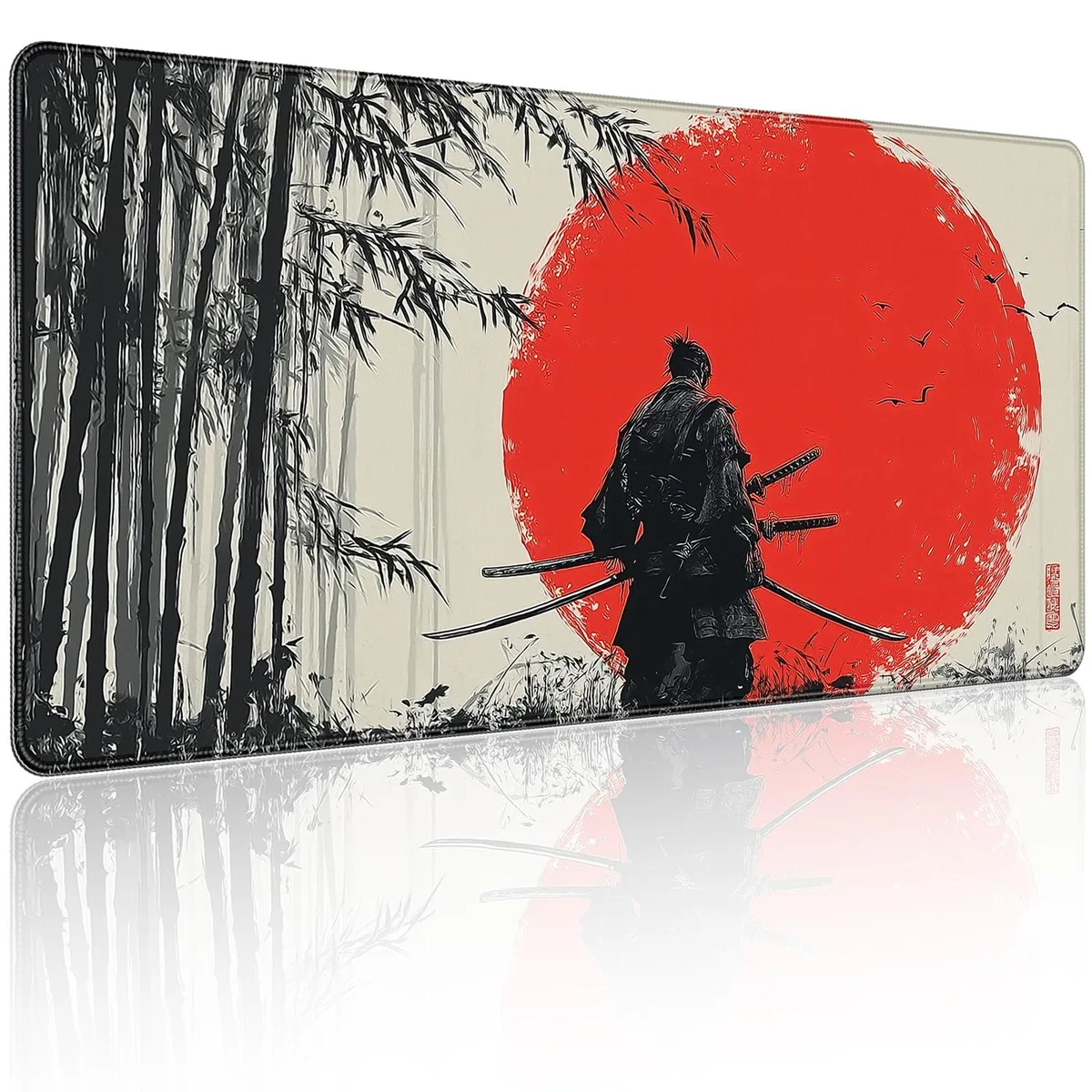  YEDASHI Japanese Samurai Red Sun Mouse Pad 35.43x15.75 in — product photo