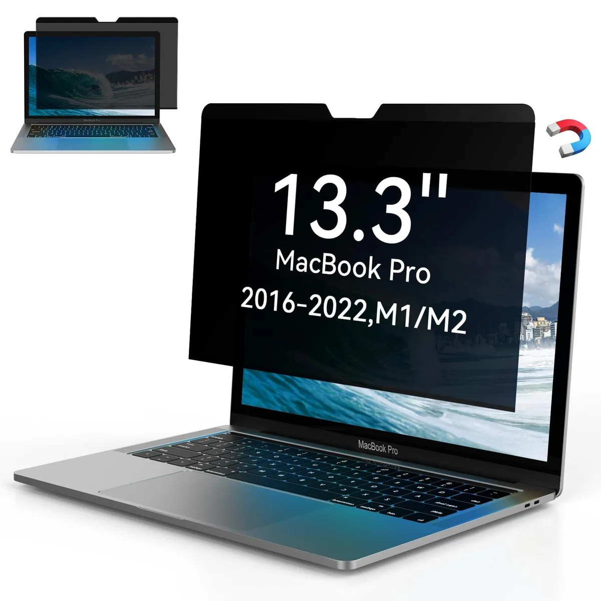 GSM Outdoors GSM Outdoors 2 in 1 Accessories Magnetic Privacy Screen 13 Inch MacBook Pro 2016-2022 Air 2018-2021 — product photo