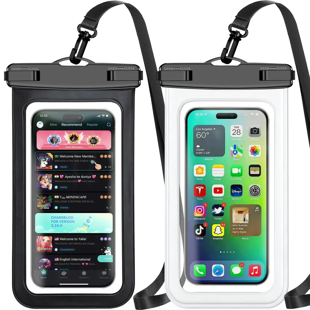 No Sew No Sew Phone Pouch case 4P-4P 2 Pack Black White Waterproof Case IP68 8.3in — product photo
