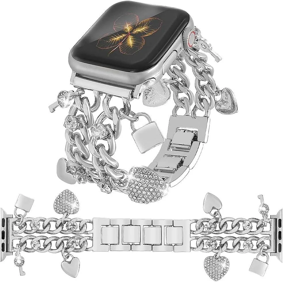 ETEIZU ETEIZU Watch Band 38-49mm Cuban Chain Diamond Charms — product photo