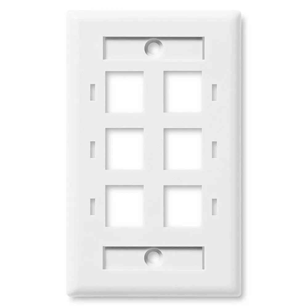NavePoint NavePoint Keystone Wall Plate 6-Port Low Profile Single Gang White 10-Pack — product photo