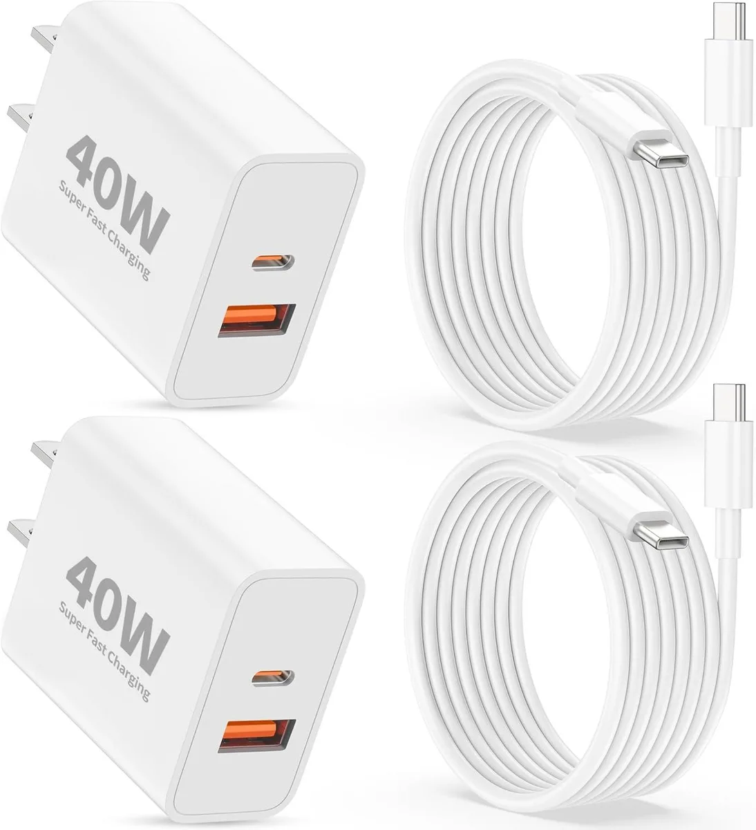 ONITOON ONITOON 40W Dual Port USB-C Wall Charger 2-Pack with 6FT Cable — product photo