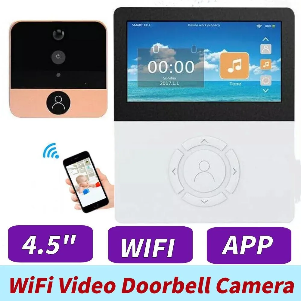 ADI ADI WiFi 4.5 Inch Wireless Video Door Phone 1MP 100 Photos 32G SD 8 Zone Alarm — product photo