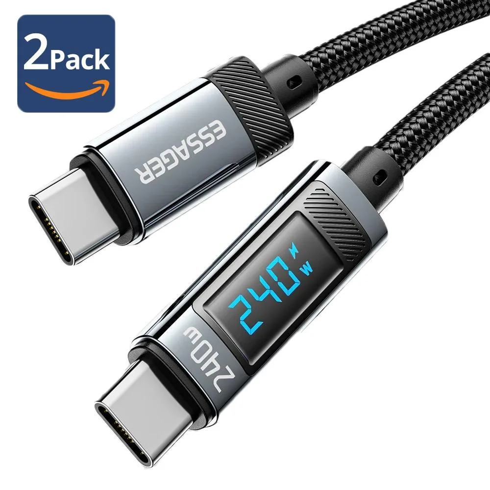 LUOM LUOM USB-C to USB-C Cable 240W 6.6ft 2-Pack with LED Display — product photo