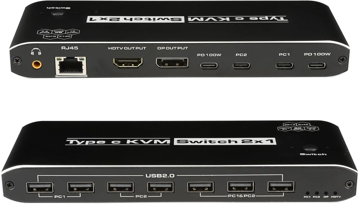 Jansicotek Jansicotek OZK8 2×1 USB-C KVM Switch 8K 100W PD — product photo