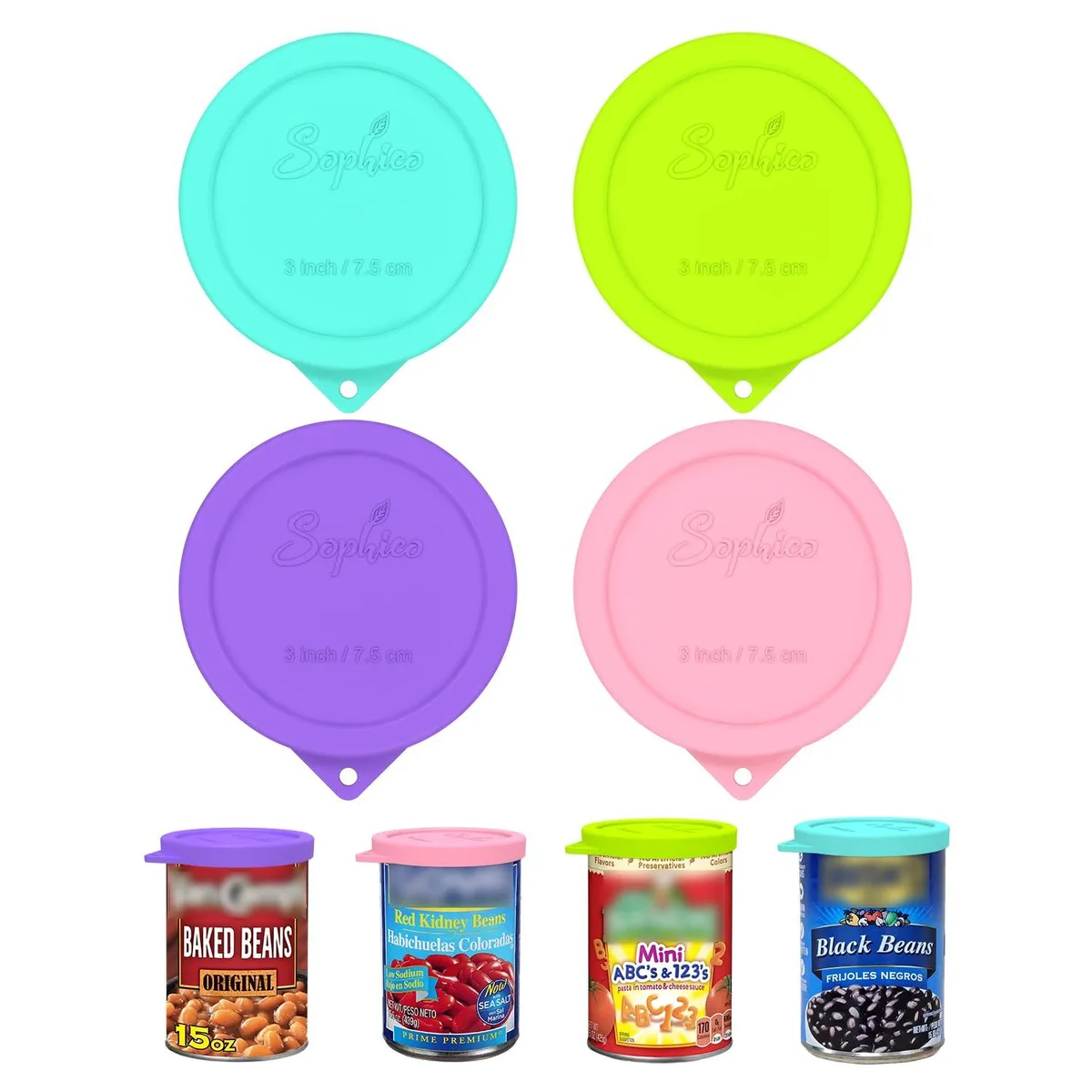 Four round silicone lids 7.5 cm diameter in a stack