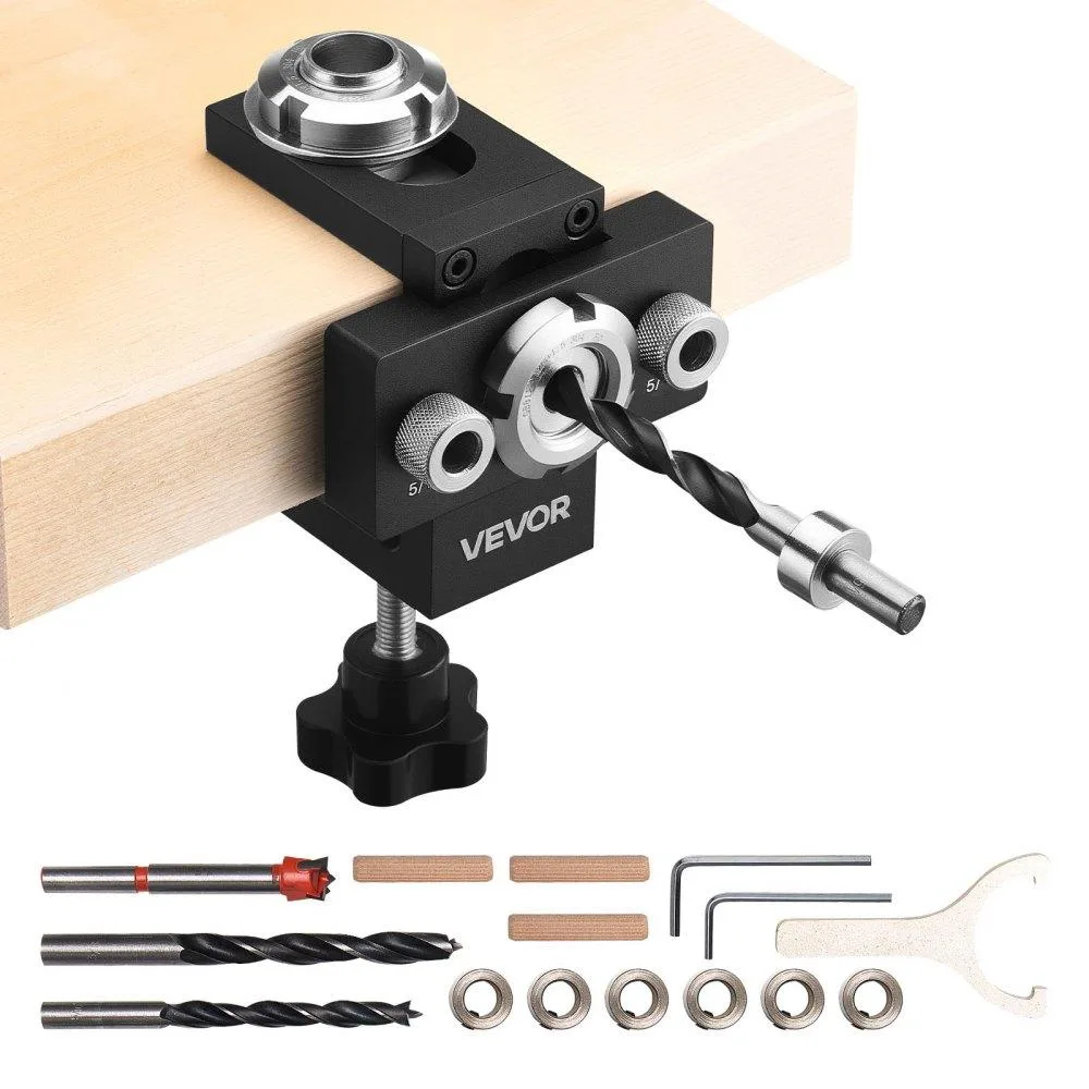 VEVOR VEVOR Doweling Jig Kit SSXR2503 5/16" 3/8" 19/32" 6 Bushings 3 Bits Aluminum Alloy — product photo