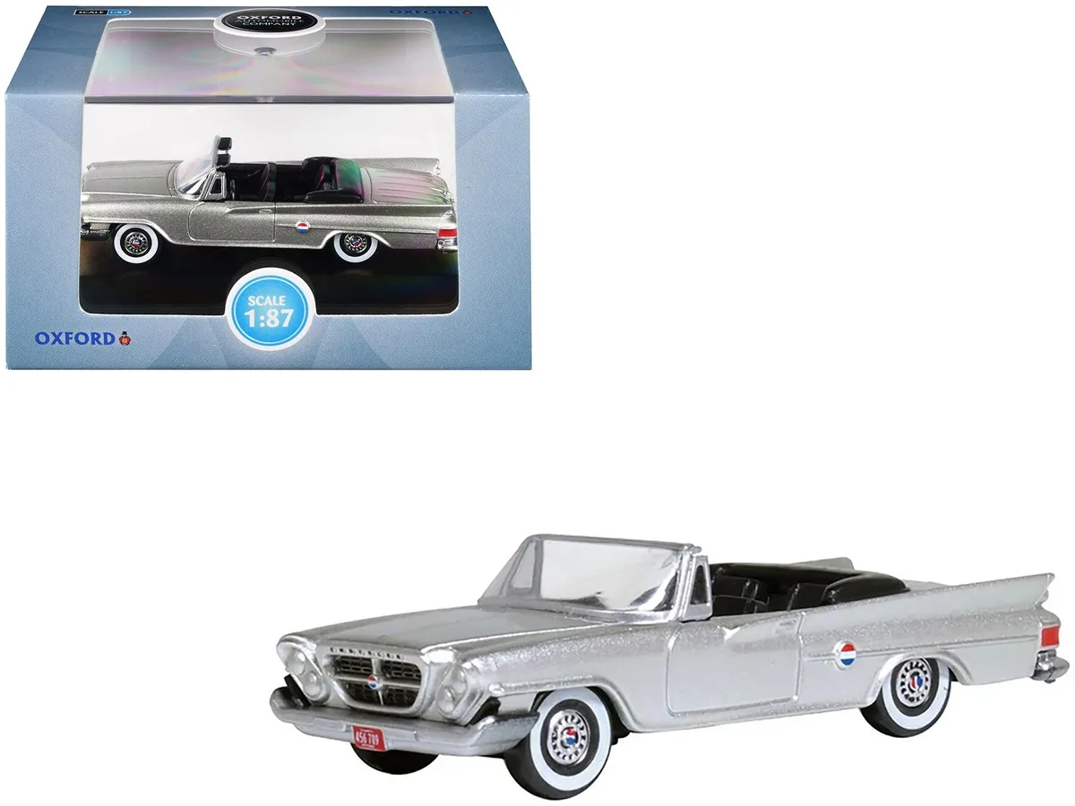 Oxford Diecast Oxford Diecast 1961 Chrysler 300G Convertible Sheffield Silver Metallic 1/87 Scale Hobby Collectible — product photo