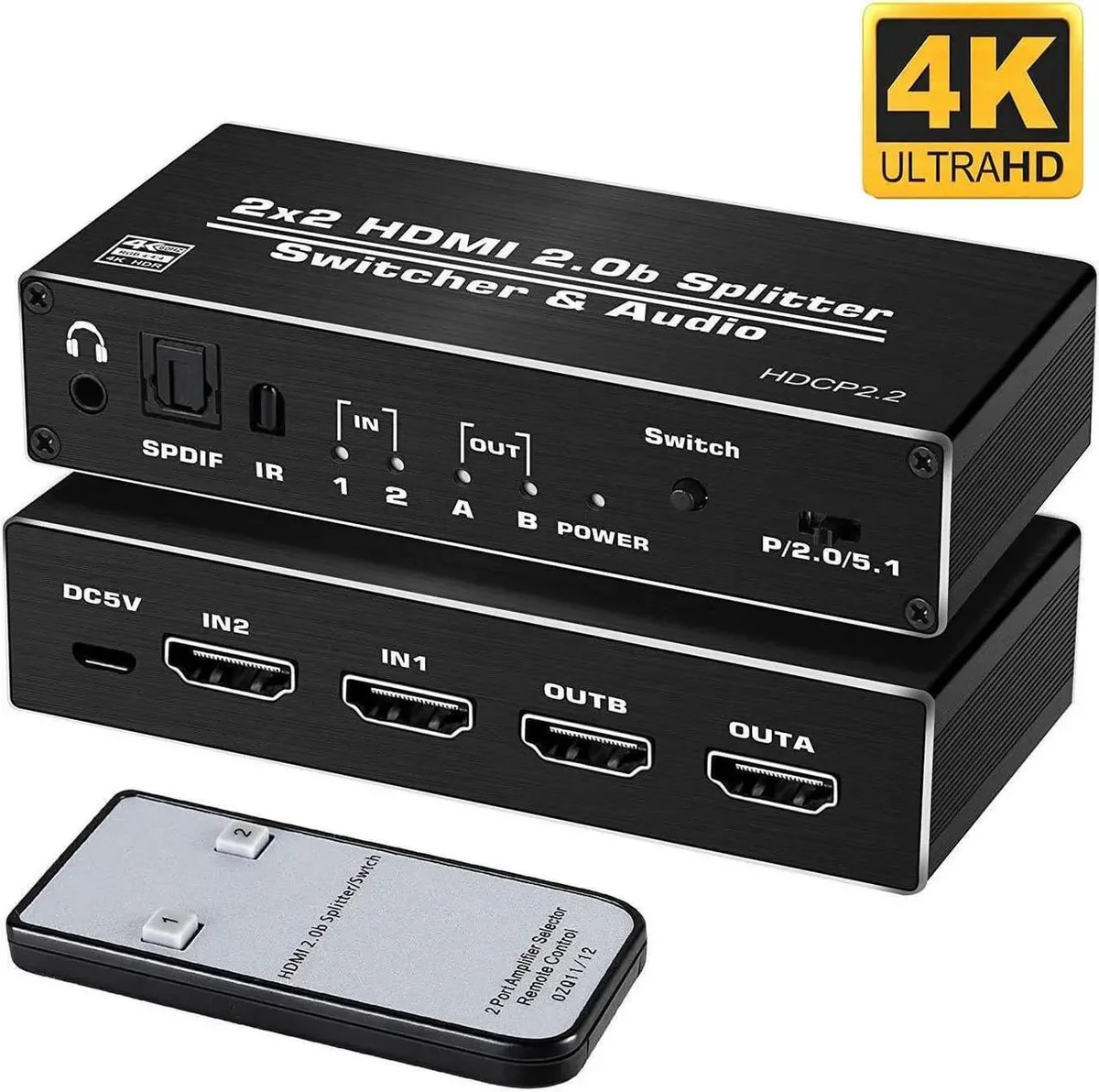Vszerda Vszerda HDMI 2.0 Matrix Switch 2×2 4K 60Hz Audio Extractor — product photo