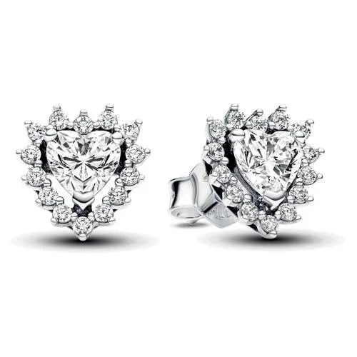 PANDORA PANDORA Sparkling Heart Halo Stud Earrings — sterling silver, clear cubic zirconia — product photo