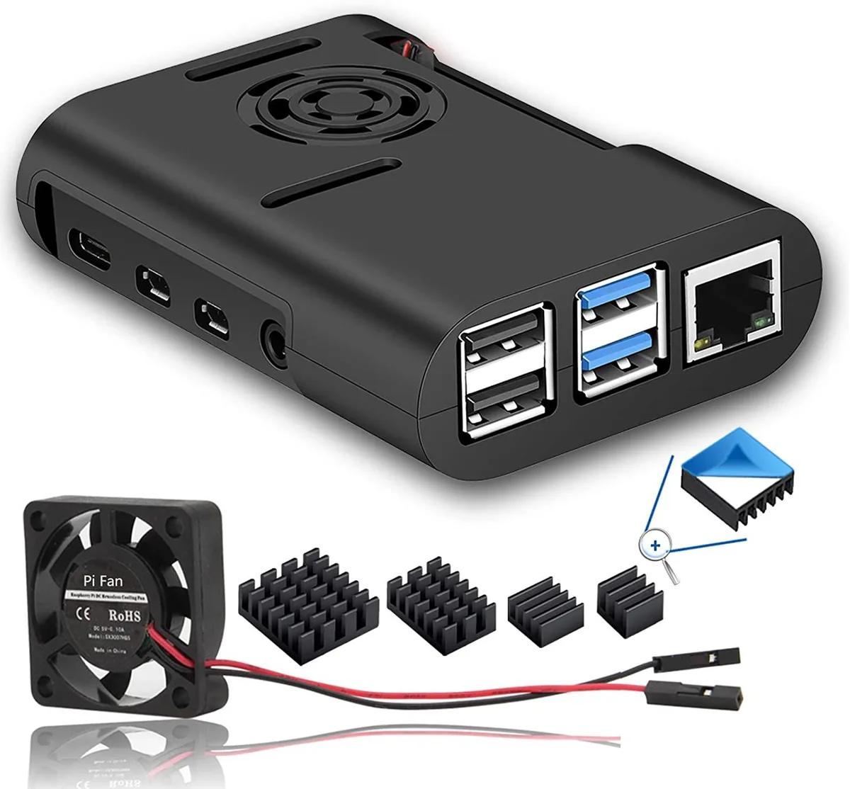 Werleo Werleo Raspberry Pi 4 Model B Case with Fan Heatsink Black — product photo