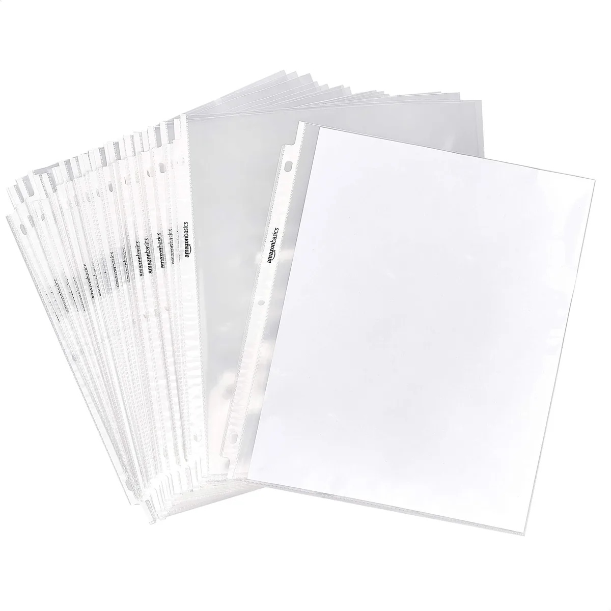 Clear polypropylene sheet protectors, 100 pack, 8.5 x 11 inch, top-load, three-hole punched