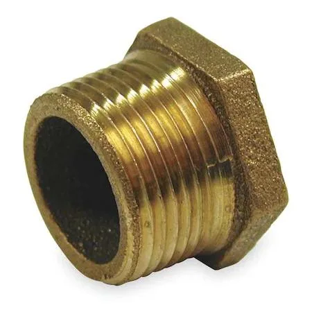 Brass hex bushing with male and female threaded ends