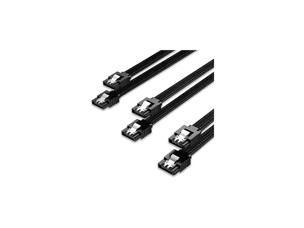 BUCIER BUCIER SATA Cable III 3 Pack 6 Gbps Straight 18 Inch Locking Latch Black — product photo