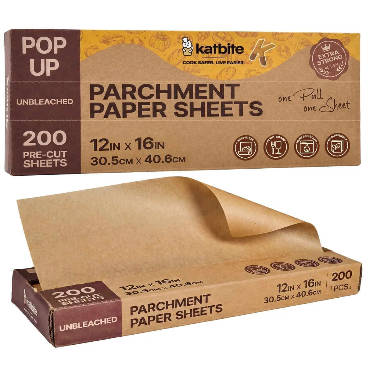 Pop-up box of 200 unbleached parchment sheets 12 by 16 inches