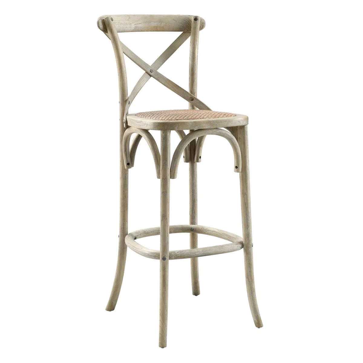 Modway Furniture Modway Furniture Gear Bar Stool – Elm &amp; Rattan, 30" seat height — product photo