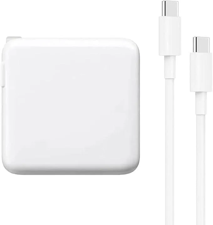 White rectangular USB-C power adapter with foldable plug and detachable cable