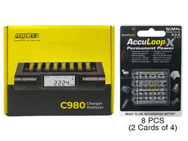 Maha Energy Corp. Maha Energy Corp. C980 smart charger with 8 AAA 1100 mAh NiMH batteries — product photo