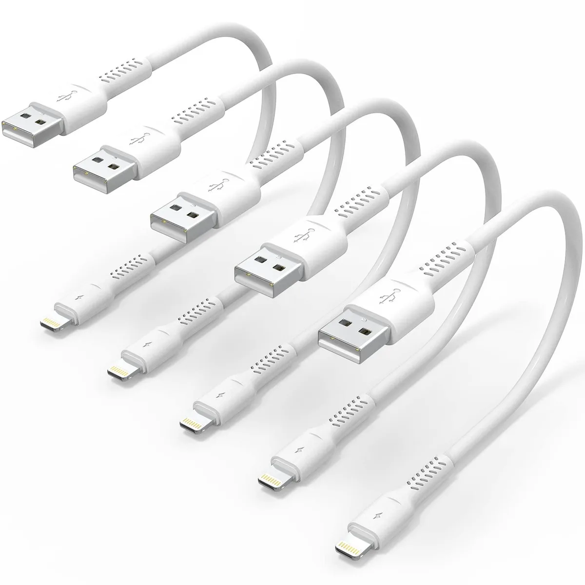  GE iPhone Charge Cable Short 0.5ft 5-Pack USB-A to Lightning Black — product photo