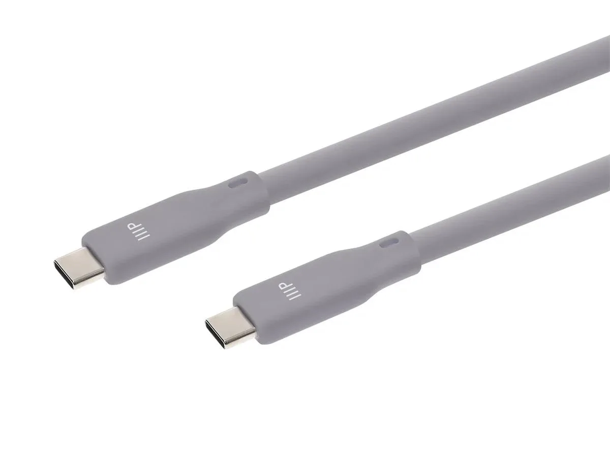 Six-foot gray USB-C cable with soft silicone jacket