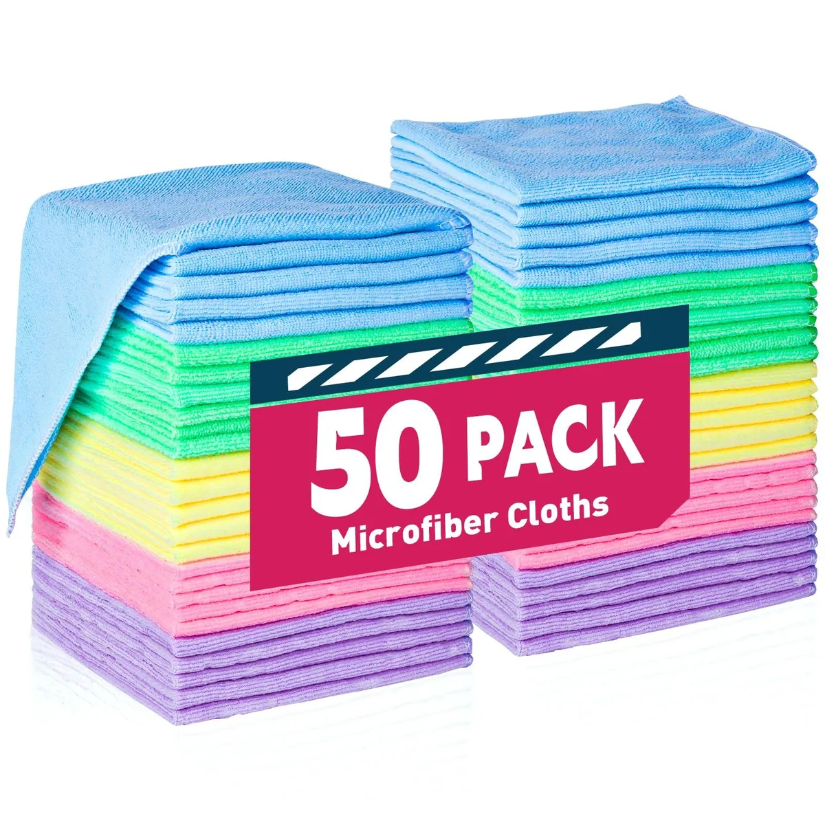  TEAWOO 50 Pack Microfiber Cleaning Cloths 12x12 inches Interior Care — product photo